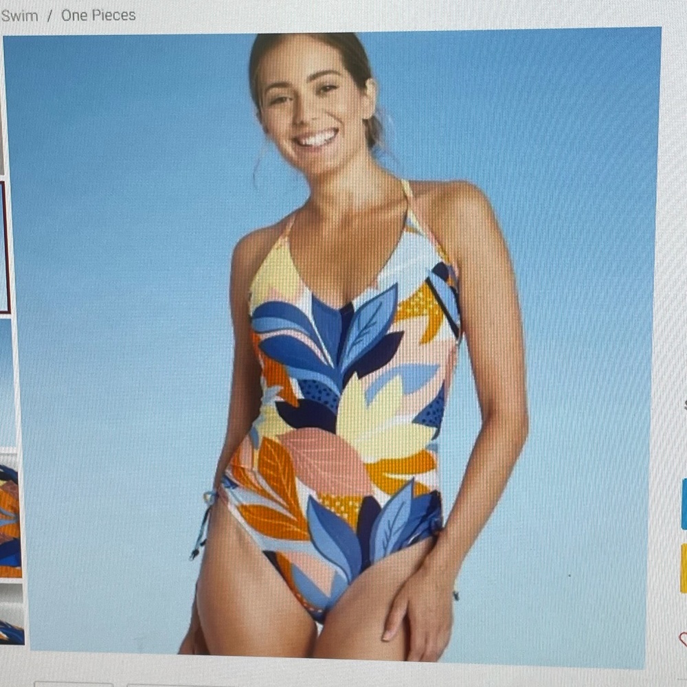 NWT KONA SOL women’s side cinch high leg medium Versace one piece swimsuit